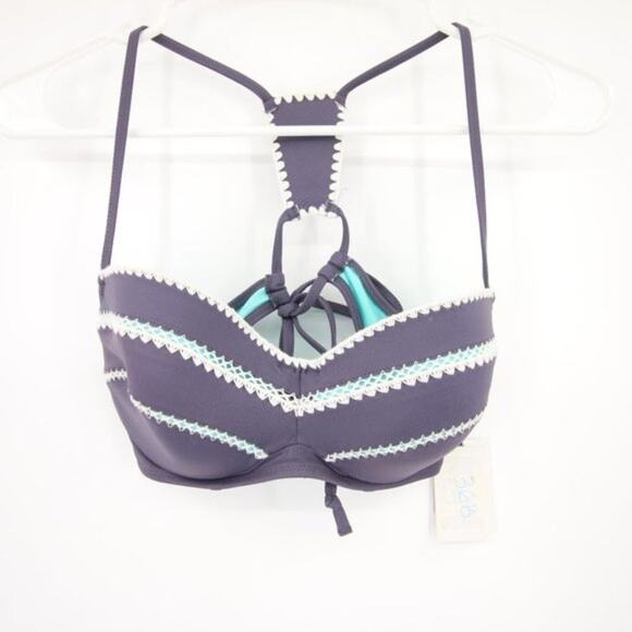 Shade & Shore Other - NWT Shade & Shore Bikini Top Purple Gray Racerback Swimsuit Underwire Size 36B